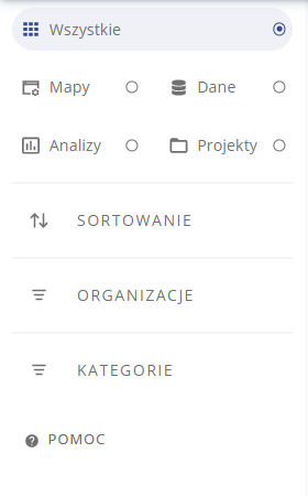 Lewe menu Katalogu zasobów