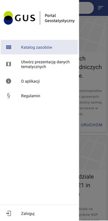 Lewe menu boczne dla niezalogowanego Użytkownika