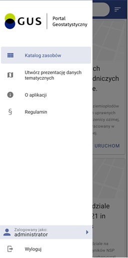 Lewe menu boczne dla zalogowanego Użytkownika