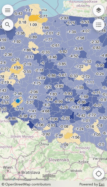 Widok główny aplikacji mapowej