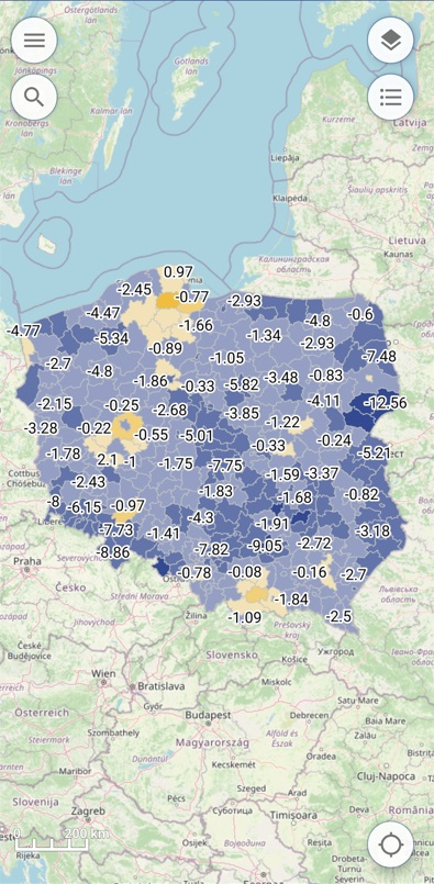 Widok główny aplikacji mapowej