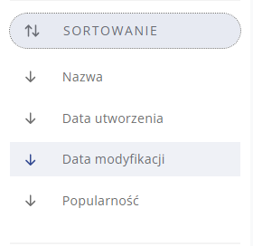 Menu boczne - sortowanie zasobów