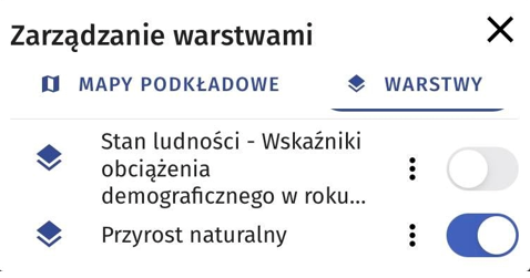 Lista warstw tematycznych