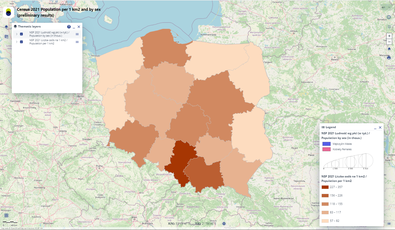 Podgląd wybranej aplikacji mapowej