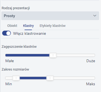 Ustawienia dla grup punktów (klastrów)